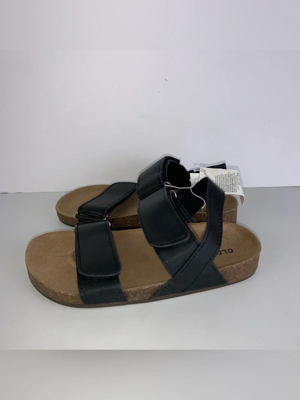 Old Navy PU double strap black sandals girls size 9